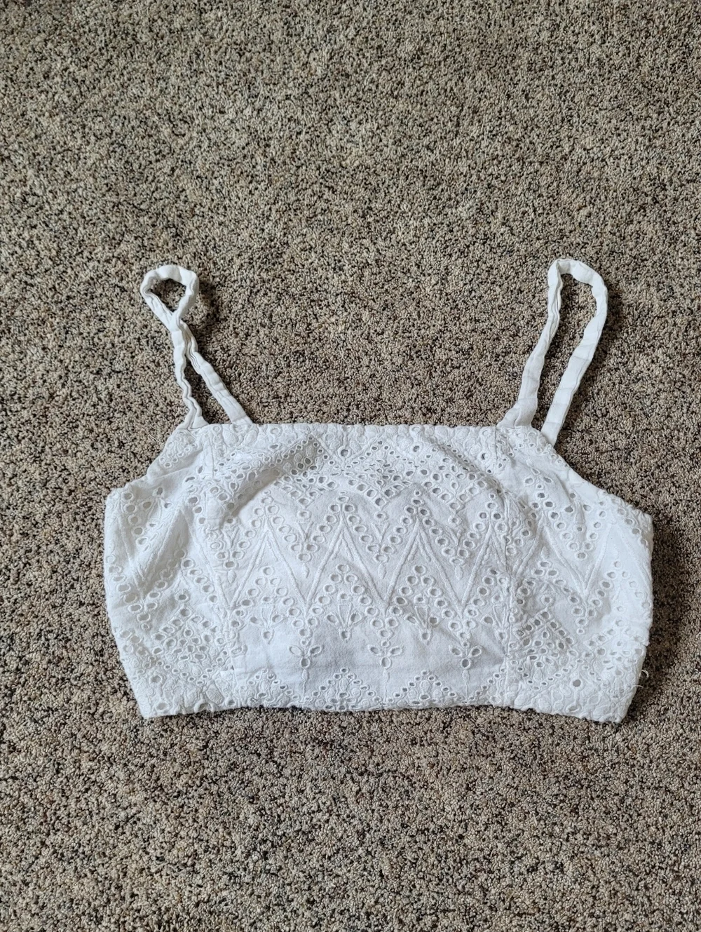 Free People White Eyelet Tie-Back Crop Top Size Small